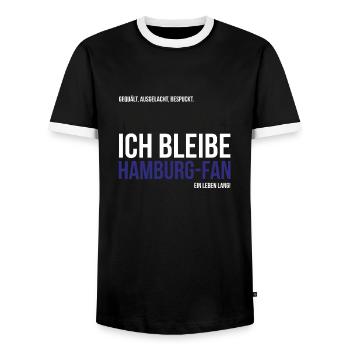 Ich bleibe Hamburg-Fan - Männer Kontrast-T-Shirt - Schwarz/Weiß - Vorne - AI Model Female 172 light (172cm) & AI Model Male 178 light (178cm)