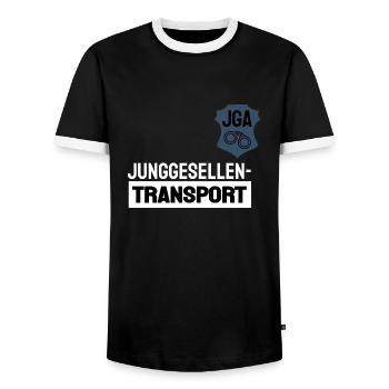 JGA Junggesellentransport Junggesellenabschied - Männer Kontrast-T-Shirt - Schwarz/Weiß - Vorne - AI Model Female 172 light (172cm) & AI Model Male 178 light (178cm)