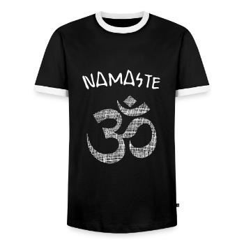 Yoga Om Namaste - Männer Kontrast-T-Shirt - Schwarz/Weiß - Vorne - AI Model Female 172 light (172cm) & AI Model Male 178 light (178cm)