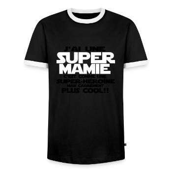 j'ai une super mamie - T-shirt contrasté Homme - noir/blanc - Devant - AI Model Female 172 light (172cm) & AI Model Male 178 light (178cm)