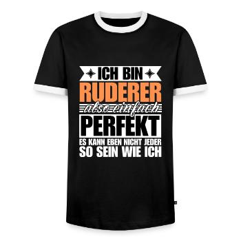 Perfekter Ruderer - Männer Kontrast-T-Shirt - Schwarz/Weiß - Vorne - AI Model Female 172 light (172cm) & AI Model Male 178 light (178cm)