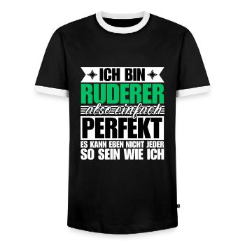 Perfekter Ruderer - Männer Kontrast-T-Shirt - Schwarz/Weiß - Vorne - AI Model Female 172 light (172cm) & AI Model Male 178 light (178cm)