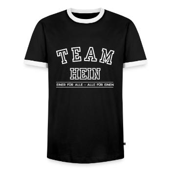 Team Hein Familie Nachname Einer für Alle - Männer Kontrast-T-Shirt - Schwarz/Weiß - Vorne - AI Model Female 172 light (172cm) & AI Model Male 178 light (178cm)