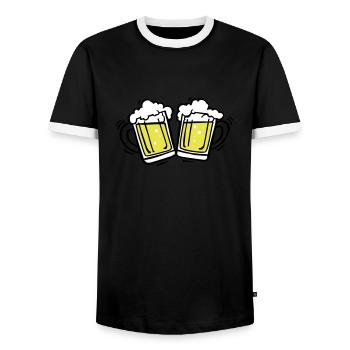 Bier - Men's Ringer Shirt - black/white - Front - AI Model Female 172 light (172cm) & AI Model Male 178 light (178cm)