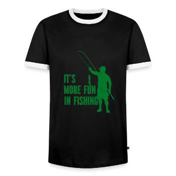 Angler Angelhaken Angelrute Sportfischer - Männer Kontrast-T-Shirt - Schwarz/Weiß - Vorne - AI Model Female 172 light (172cm) & AI Model Male 178 light (178cm)