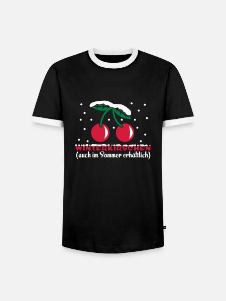 winterkirschen - Männer Kontrast-T-Shirt - Schwarz/Weiß