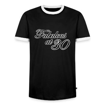 30 Geburtstag, dreizigster Geburtstag: Fabulous - Männer Kontrast-T-Shirt - Schwarz/Weiß - Vorne - AI Model Female 172 light (172cm) & AI Model Male 178 light (178cm)