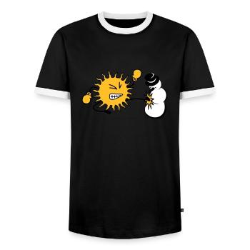 sun kicks snowman - Men's Ringer Shirt - black/white - Front - AI Model Female 172 light (172cm) & AI Model Male 178 light (178cm)