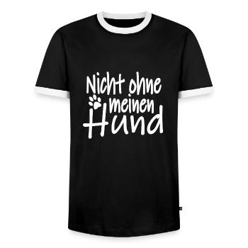 Nicht ohne meinen Hund. Bester Freund, Hund - Männer Kontrast-T-Shirt - Schwarz/Weiß - Vorne - AI Model Female 172 light (172cm) & AI Model Male 178 light (178cm)