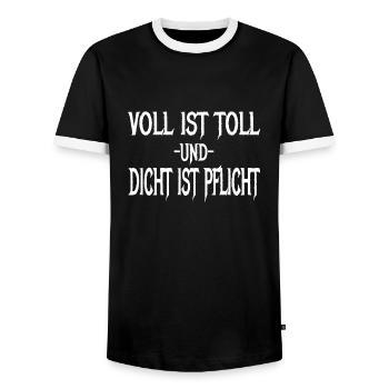 Party Spruch Voll Ist Toll Und Dicht Ist Pflicht - Männer Kontrast-T-Shirt - Schwarz/Weiß - Vorne - AI Model Female 172 light (172cm) & AI Model Male 178 light (178cm)