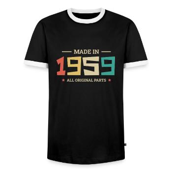 Legendary Since 1959 Original 1959 - Men's Ringer Shirt - black/white - Front - AI Model Female 172 light (172cm) & AI Model Male 178 light (178cm)