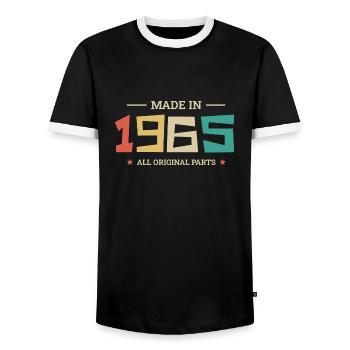 Legendary Since 1965 Original 1965 - Men's Ringer Shirt - black/white - Front - AI Model Female 172 light (172cm) & AI Model Male 178 light (178cm)