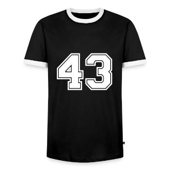 43 - Men's Ringer Shirt - black/white - Front - AI Model Female 172 light (172cm) & AI Model Male 178 light (178cm)