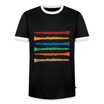 Clarinet Clarinets Player Clarinetist - Men's Ringer Shirt - black/white - Front - AI Model Female 172 light (172cm) & AI Model Male 178 light (178cm)