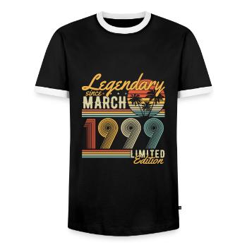 Légendaire depuis mars 1999 Vintage Birthday - T-shirt contrasté Homme - noir/blanc - Devant - AI Model Female 172 light (172cm) & AI Model Male 178 light (178cm)