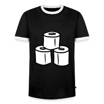 PQ Tour de papier toilette - T-shirt contrasté Homme - noir/blanc - Devant - AI Model Female 172 light (172cm) & AI Model Male 178 light (178cm)