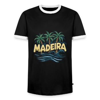 Portugal Madère - T-shirt contrasté Homme - noir/blanc - Devant - AI Model Female 172 light (172cm) & AI Model Male 178 light (178cm)