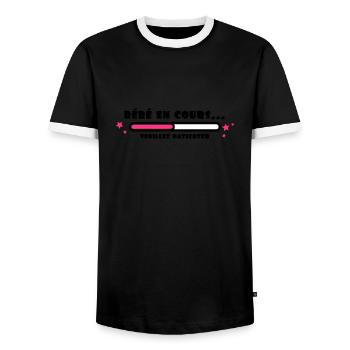 bébé en cours - T-shirt contrasté Homme - noir/blanc - Devant - AI Model Female 172 light (172cm) & AI Model Male 178 light (178cm)