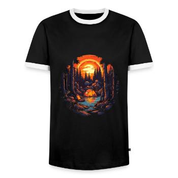 Camping in der Wildnis am See Naturliebhaber - Männer Kontrast-T-Shirt - Schwarz/Weiß - Vorne - AI Model Female 172 light (172cm) & AI Model Male 178 light (178cm)