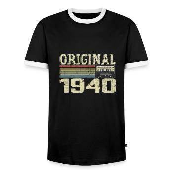 Geburtstagspartys der 1940er Jahre - Retro-Geschenk der 1940er Jahre - Männer Kontrast-T-Shirt - Schwarz/Weiß - Vorne - AI Model Female 172 light (172cm) & AI Model Male 178 light (178cm)