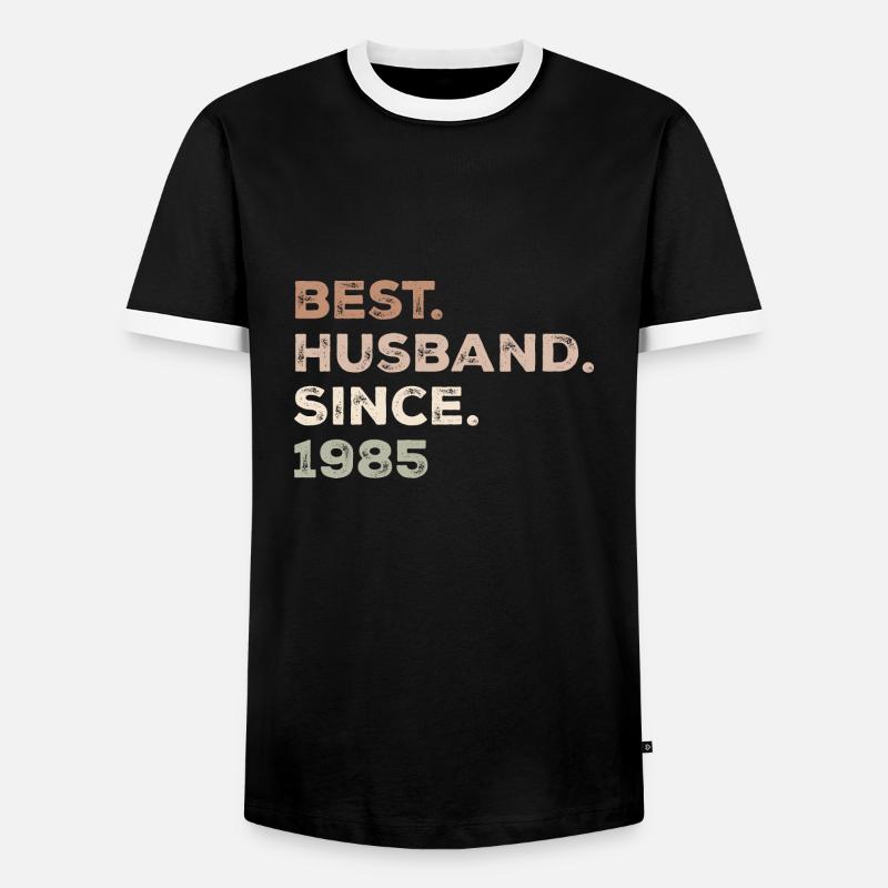 Bester Ehemann seit 1985 Jubiläumsgeschenk - Männer Kontrast-T-Shirt - Schwarz/Weiß