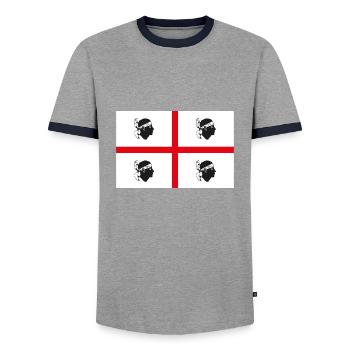 Drapeau de la Sardaigne - T-shirt contrasté Homme - gris/marine  - Devant - AI Model Female 172 light (172cm) & AI Model Male 178 light (178cm)
