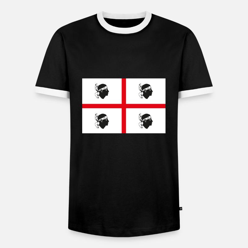 Sardinia flag - Men's Ringer Shirt - black/white
