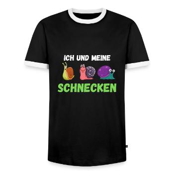 Ich und meine Schnecken Motiv Geschenk lustig - Männer Kontrast-T-Shirt - Schwarz/Weiß - Vorne - AI Model Female 172 light (172cm) & AI Model Male 178 light (178cm)