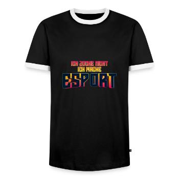 E-Sports Gaming - Männer Kontrast-T-Shirt - Schwarz/Weiß - Vorne - AI Model Female 172 light (172cm) & AI Model Male 178 light (178cm)