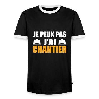 Je Peux Pas J’ai Chantier Travail Travaux Cadeau - T-shirt contrasté Homme - noir/blanc - Devant - AI Model Female 172 light (172cm) & AI Model Male 178 light (178cm)