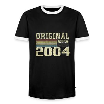 2004 Geburtstagsfeiern - 2004 Retro Geschenk - Männer Kontrast-T-Shirt - Schwarz/Weiß - Vorne - AI Model Female 172 light (172cm) & AI Model Male 178 light (178cm)