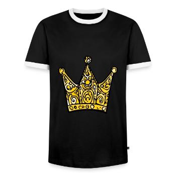 Crown Drawing Icon - Men's Ringer Shirt - black/white - Front - AI Model Female 172 light (172cm) & AI Model Male 178 light (178cm)
