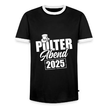 Polterabend 2025 - Männer Kontrast-T-Shirt - Schwarz/Weiß - Vorne - AI Model Female 172 light (172cm) & AI Model Male 178 light (178cm)