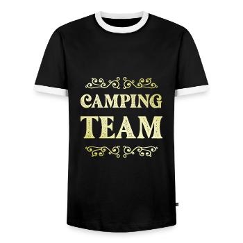Camping Team - Männer Kontrast-T-Shirt - Schwarz/Weiß - Vorne - AI Model Female 172 light (172cm) & AI Model Male 178 light (178cm)