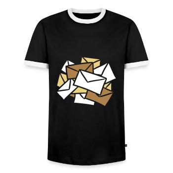 News Letters Mail mail - Men's Ringer Shirt - black/white - Front - AI Model Female 172 light (172cm) & AI Model Male 178 light (178cm)