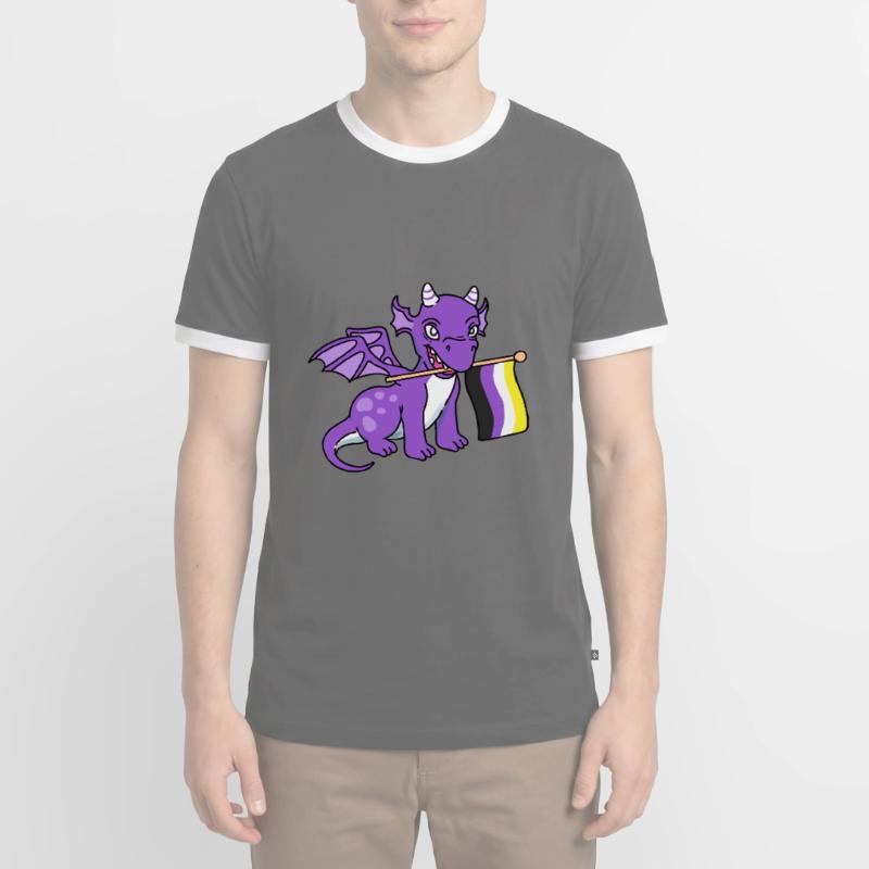 Nonbinary Pride Drache Nonbinary Pride Männer Kontrast-T-Shirt