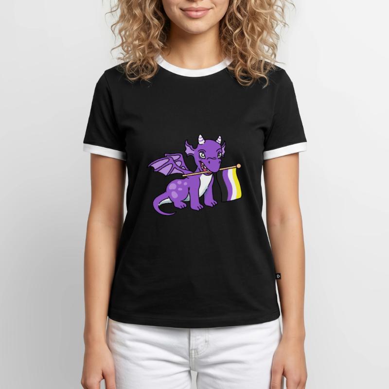 Nonbinary Pride Drache Nonbinary Pride Männer Kontrast-T-Shirt