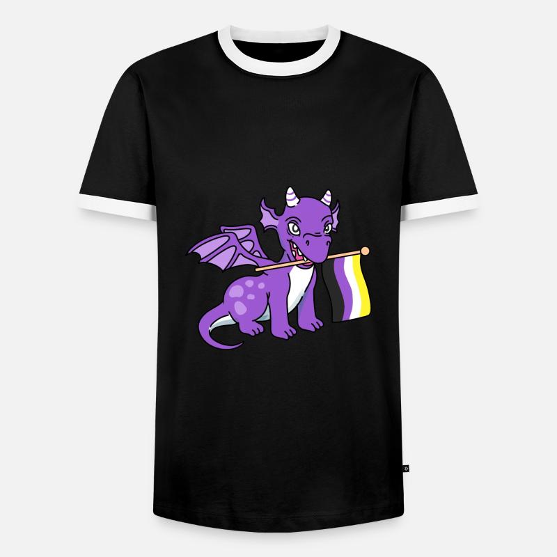 Nonbinary Pride Dragon Nonbinary Pride - Men's Ringer Shirt - black/white