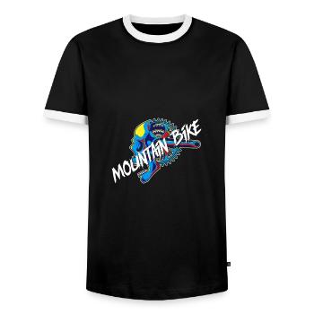 Maillot de pédalage VTT - T-shirt contrasté Homme - noir/blanc - Devant - AI Model Female 172 light (172cm) & AI Model Male 178 light (178cm)