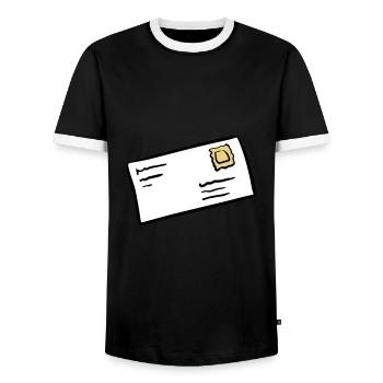 Letter envelope letter envelope letter post - Men's Ringer Shirt - black/white - Front - AI Model Female 172 light (172cm) & AI Model Male 178 light (178cm)