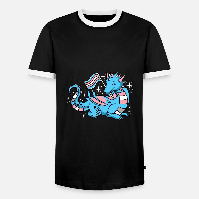 Trans Pride Drache - Männer Kontrast-T-Shirt - Schwarz/Weiß