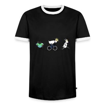 Triathlon - Männer Kontrast-T-Shirt - Schwarz/Weiß - Vorne - AI Model Female 172 light (172cm) & AI Model Male 178 light (178cm)