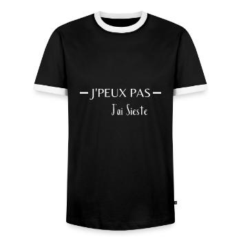 J'peux pas j'ai sieste - T-shirt contrasté Homme - noir/blanc - Devant - AI Model Female 172 light (172cm) & AI Model Male 178 light (178cm)