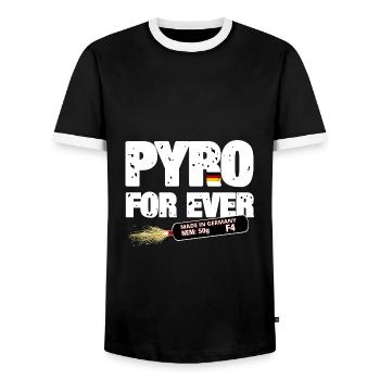 Pyro pour toujours - T-shirt contrasté Homme - noir/blanc - Devant - AI Model Female 172 light (172cm) & AI Model Male 178 light (178cm)