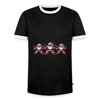 Santa Claus Party Team Christmas - Men's Ringer Shirt - black/white - Front - AI Model Female 172 light (172cm) & AI Model Male 178 light (178cm)