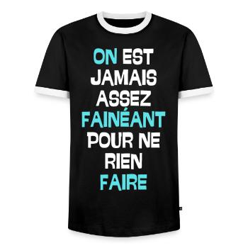 Mais jamais assez fainéant pour ne rien faire - T-shirt contrasté Homme - noir/blanc - Devant - AI Model Female 172 light (172cm) & AI Model Male 178 light (178cm)