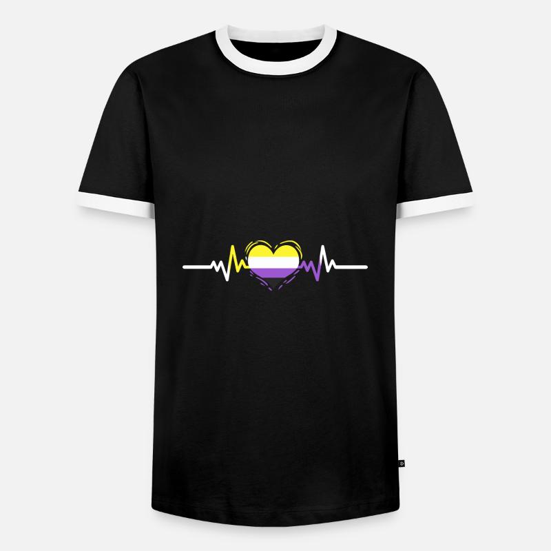 Nonbinary Pride Heartbeat Nonbinary Pride - T-shirt contrasté Homme - noir/blanc