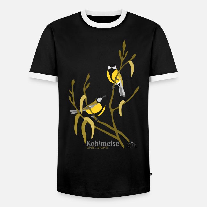 Kohlmeise - Männer Kontrast-T-Shirt - Schwarz/Weiß