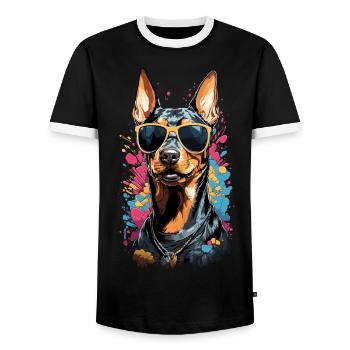 Cooler Dobermann Hund Design mit Stil - Männer Kontrast-T-Shirt - Schwarz/Weiß - Vorne - AI Model Female 172 light (172cm) & AI Model Male 178 light (178cm)