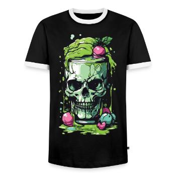 Giftiger Gothic Skull Becher Halloween Design - Männer Kontrast-T-Shirt - Schwarz/Weiß - Vorne - AI Model Female 172 light (172cm) & AI Model Male 178 light (178cm)